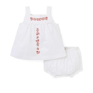 Janie And Jack Girls  Embroidered Floral Matching Set, White